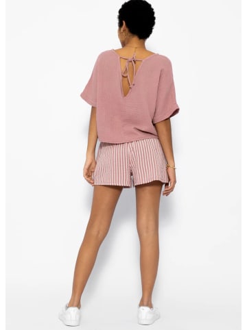 SASSYCLASSY Musselin Shirt mit V-Ausschnitt in Altrosa