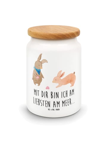 Mr. & Mrs. Panda Teedose Hasen Muschel mit Spruch in Weiß