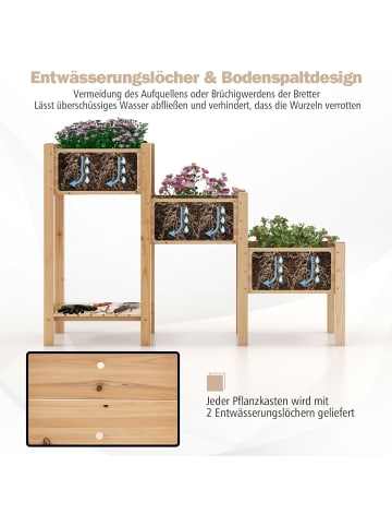 COSTWAY Hochbeet 3 Etagen in Beige