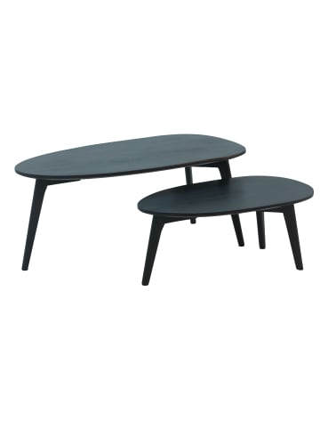 KADIMA DESIGN Retro-Couchtische aus Massivholz, 2er Set, Nierenform, handgefertigt in Schwarz