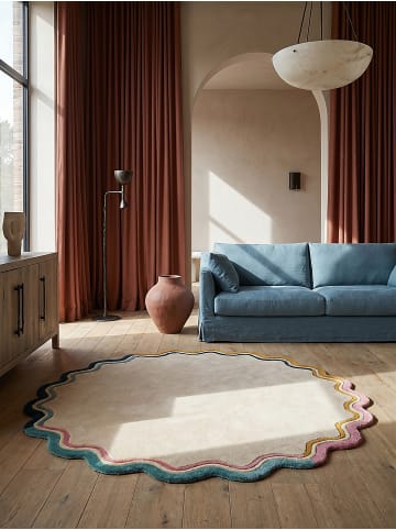 KADIMA DESIGN Wollteppich Kurzflor WINCH Bordüre Abstrakt Handgetuftet Naturfaser in Multi