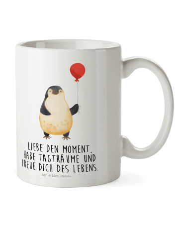 Mr. & Mrs. Panda Kindertasse Pinguin Luftballon mit Spruch in Weiß