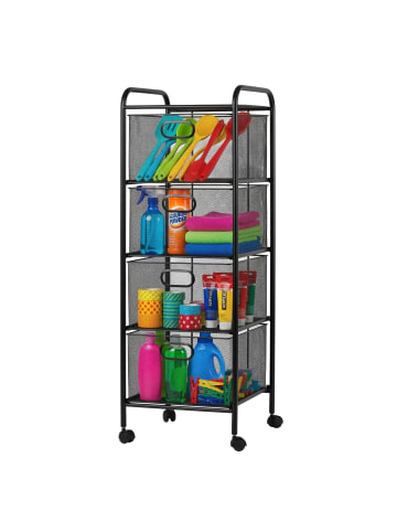 relaxdays Rollwagen in Schwarz - (B)32 x (H)92,5 x (T)33 cm