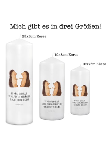 Mr. & Mrs. Panda Wachskerze Igel Liebe mit Spruch in Weiß