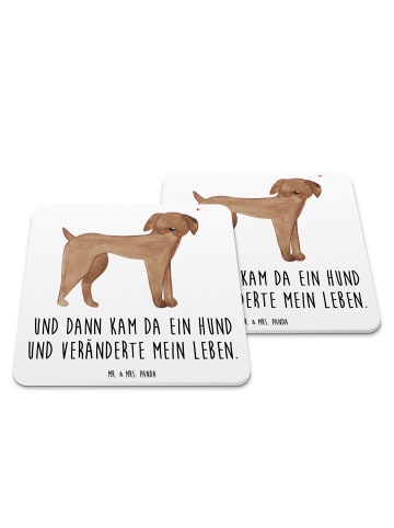 Mr. & Mrs. Panda Bierdeckel Hund Dogge mit Spruch in Weiß