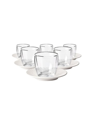 Villeroy & Boch 6er Set Espressogläser mit Untertassen Manufacture Rock 60 ml in weiß