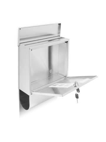 relaxdays Briefkasten in Silber - (B)30 x (H)33,5 x (T)8,5 cm