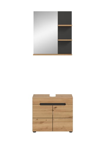 xonox.home Badkombination in Basalt grau/Artisan Eiche - (B) 63 x (H) 193 x (T) 34