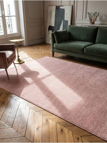 KADIMA DESIGN Teppich Kurzflor Waschbar Einfarbig MAIN Strapazierfähig OEKO-TEX in Rosa