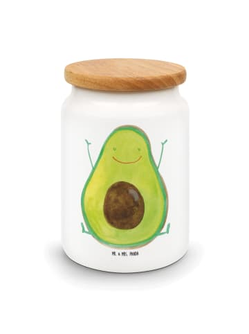 Mr. & Mrs. Panda Vorratsdose Avocado Glücklich ohne Spruch in Weiß