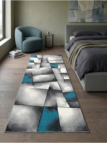 KADIMA DESIGN Teppichläufer Patchwork pflegeleicht Wohnzimmer Schlafzimmer Flur in Türkis