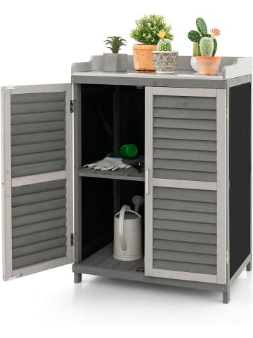 COSTWAY Gartenschrank Tannenholz 67x47x100cm in Grau
