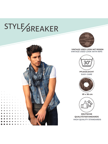 styleBREAKER Loop Schal in Anthrazit-Schwarz