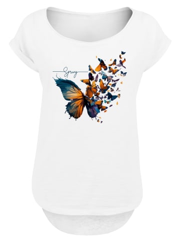 F4NT4STIC Long Cut T-Shirt Schmetterling Frühling in weiß