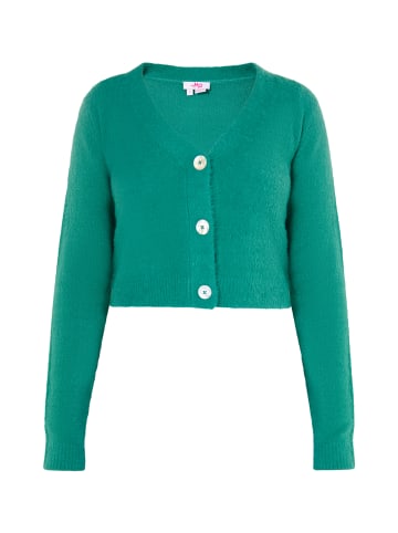 myMo Damen Cropped Strickjacke in Grün