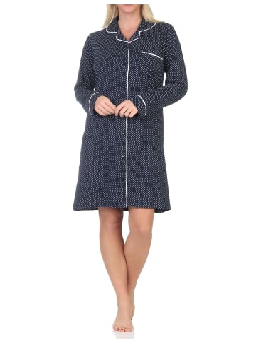 NORMANN Langarm Nachthemd durchknöpfbar Punkte Optik - 87515 in Allover