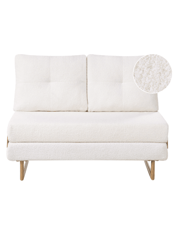 Beliani Schlafsofa JERSLEV in Weiß/Braun - (W) 120 x (H) 87 x (L) 84 cm