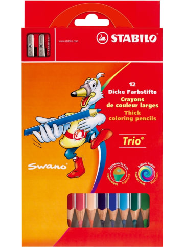 STABILO Dreikant-Buntstift Trio dick Kartonetui mit 12 Stiften und 1 Spitzer