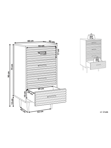 Beliani Kommode KEITH in Braun - (W) 48 x (H) 90 x (L) 40 cm
