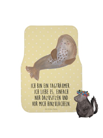 Mr. & Mrs. Panda Fußmatte Auto Robbe Lachen mit Spruch in Gelb Pastell