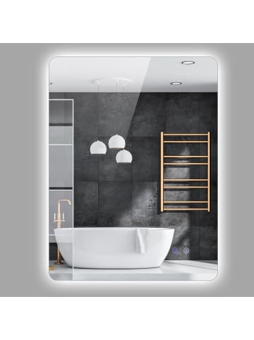 COSTWAY Spiegel mit LED-Beleuchtung in Silber