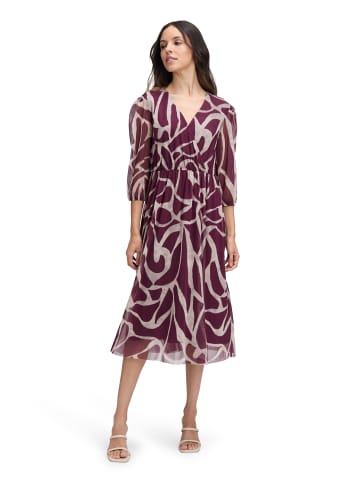 BETTY & CO Mesh-Kleid mit Print in Dark Red/Nature