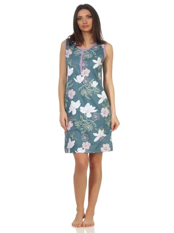 NORMANN Ärmelloses Achsel Träger Nachthemd geblümter - 54142 in grün