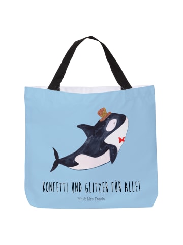 Mr. & Mrs. Panda Totebag Orca Zylinder mit Spruch in Blau Pastell