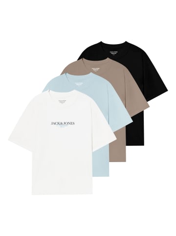 Jack and Jones 4er Pack T-Shirts JORBILLYBURG Tee SS Crew Neck in Mehrfarbig
