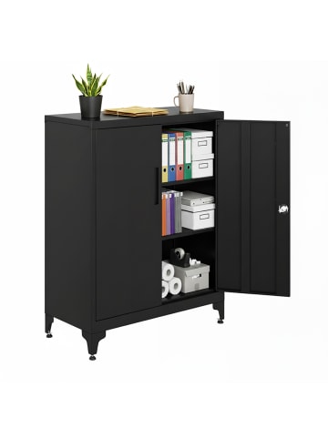 SONGMICS Aktenschrank Berend in Mattschwarz - (B)80 x (H)90 x (T)40 cm