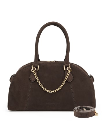 Les Visionnaires Odette Cozy Chain Schultertasche Leder 38 cm dark brown