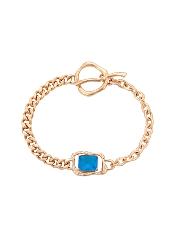 faina Women Crystal-Studded Chain Link Bracelet in Rose Gold Turquoise