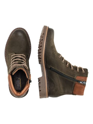Camel Active Leder Schnürstiefel mit warmem Wollfutter in Khaki