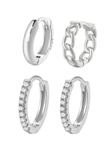 Hey Happiness Creolen 4er Set 925 Sterlingsilber in Silber 