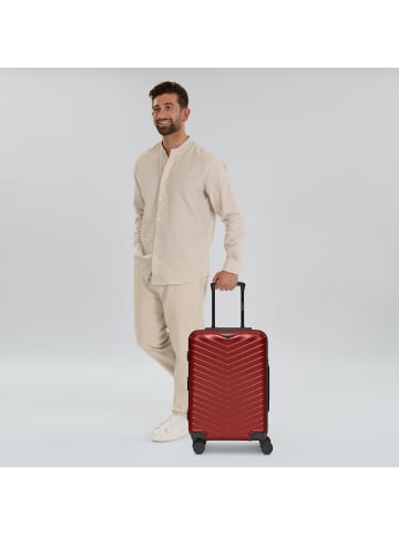 Redolz Essentials 18 4 Rollen Kabinentrolley 55 cm mit Dehnfalte in metallic-red shiny