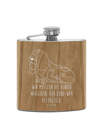 Mr. & Mrs. Panda Flachmann Hund Basset Hound mit Spruch in Braun