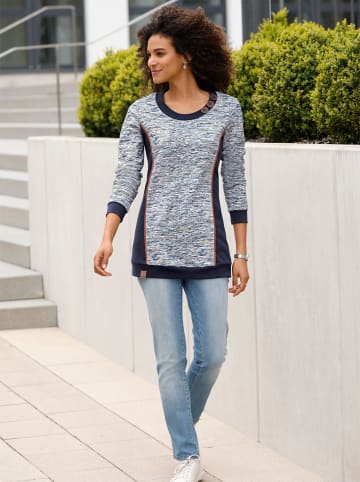WITT WEIDEN Sweatshirt in marine-weiß-meliert