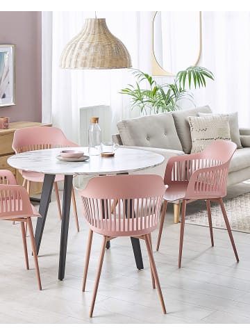 Beliani 2er-Set Esszimmerstuhl BERECA in Rosa/Heller Holzfarbton