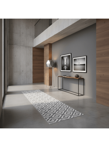KADIMA DESIGN Teppich Kurzflor Waschbar Geometrisch INN Strapazierfähig OEKO-TEX in Grau