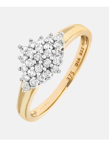Diamant L'éternel Cluster-Ring aus 375 Gelbgold mit Diamant