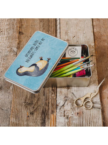 Mr. & Mrs. Panda Geschenkbox Pinguin Lachen mit Spruch in Eisblau