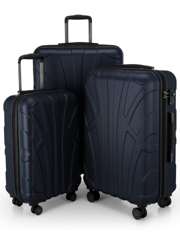 suitline 3er Kofferset Rollkoffer Hartschalen-Koffer Reisetrolleys TSA in Dunkelblau