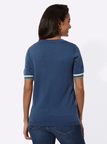 WITT WEIDEN Rundhals-Pullover in jeansblau-weiß-geringelt