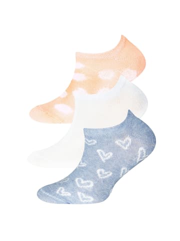 ewers 3er-Set Sneaker Socken 3er-Set Herzen/Punkte/Uni in blau mel./apricot/latte