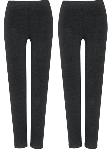Erwin Müller Single-Jersey Leggings, lang 2er-Pack in anthrazit meliert