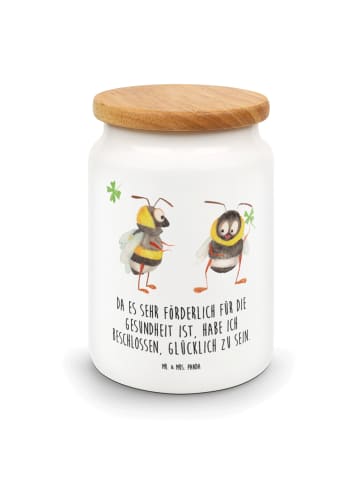 Mr. & Mrs. Panda Dose Hummeln Kleeblatt mit Spruch in Weiß