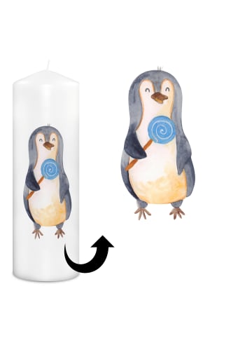 Mr. & Mrs. Panda Wachskerze Pinguin Lolli ohne Spruch in Weiß