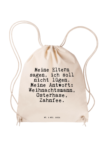 Mr. & Mrs. Panda Turnbeutel Meine Eltern sagen, ich... mit Spruch in Creme