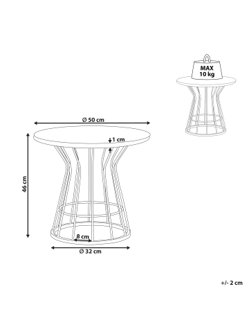 Beliani Couchtisch CONCAN in Weiß/Gold - (W) 50 x (H) 46 x (L) 50 cm