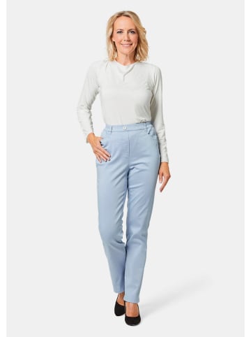 GOLDNER Satin-Baumwollhose mit Stretch in hellblau